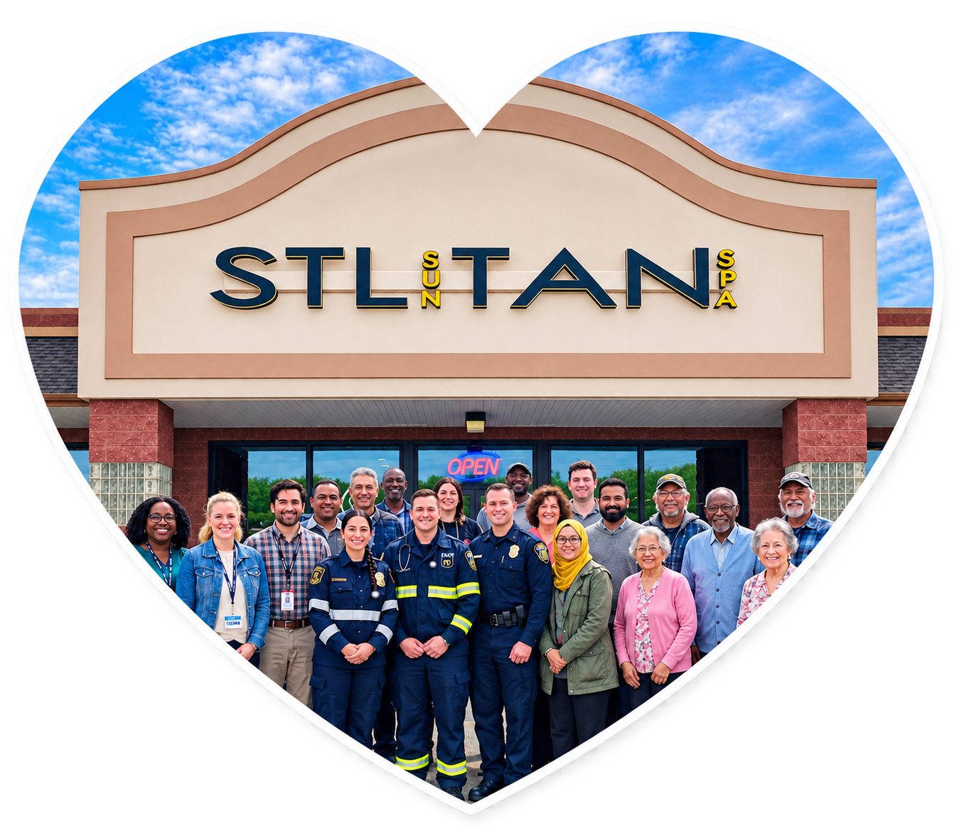 Community image in front of STL SUN TAN & SPA